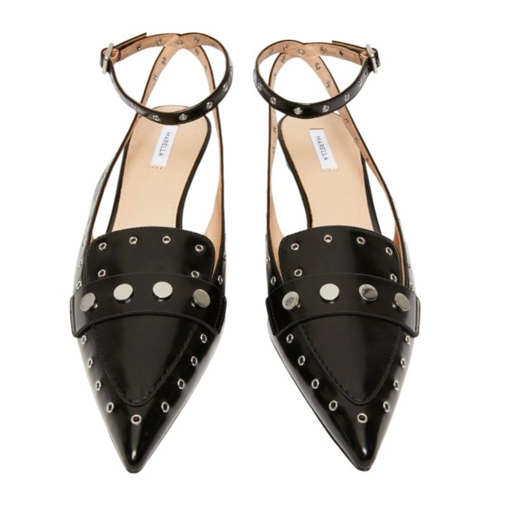 Marella Studded Slingback Kitten Heels - Black - EU 37‎ (US 6.5-7)